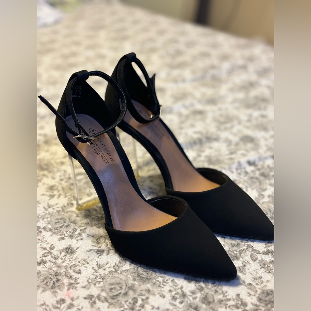 Call It Spring Black Stiletto Heels with Ankle Strap
